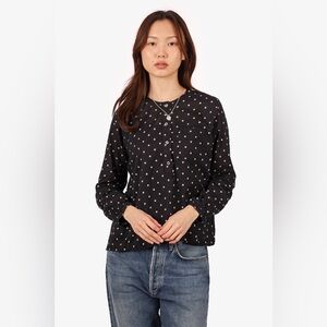 Polka Dot Navy and Tan  Women's Top 40 Small/Medium